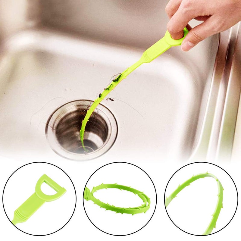 Omont Drain Cleaner Tool, 6 Pack Hair Clog Remover for Sink, 24 Inch Tube Drain Cleaning Tool (Green) - Image 3